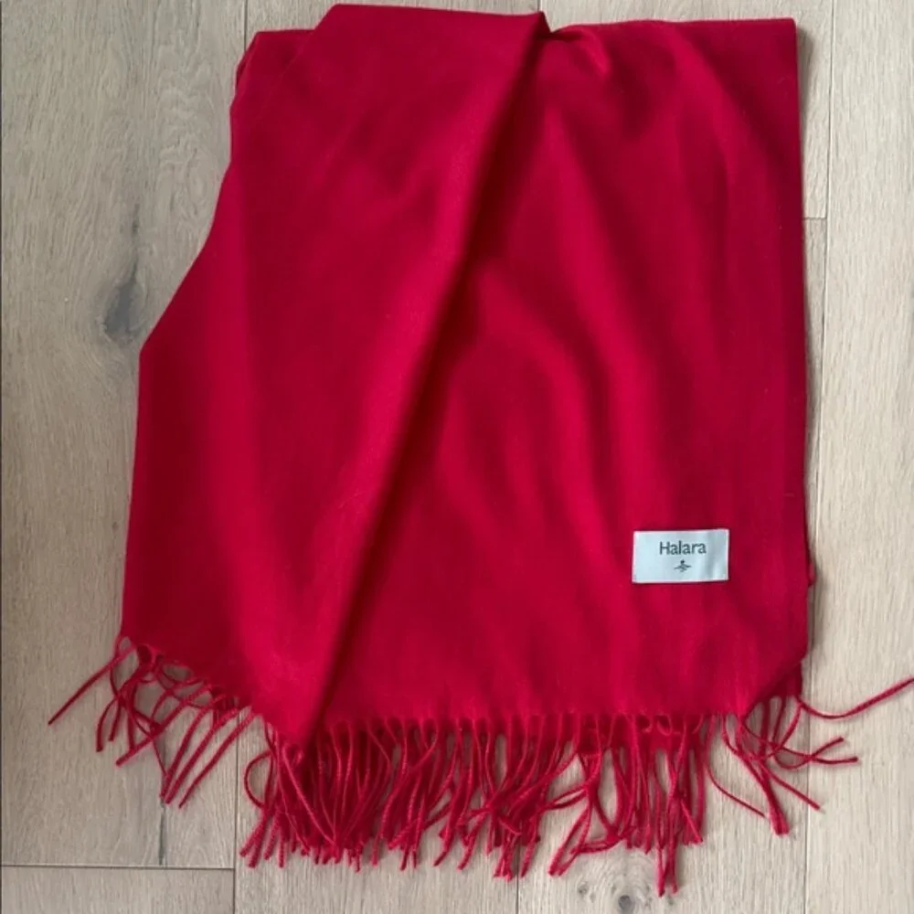 Halara Vibrant Red Super Soft Scarf with Fringe